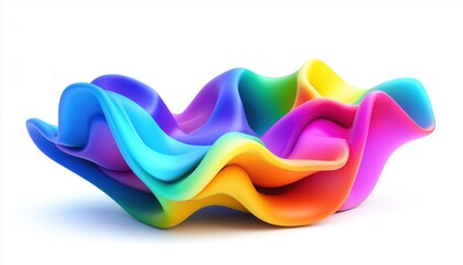 Poster - Abstract Modern Shapes With Rainbow Gradient, Dynamic Ribbon, And Flowing Spiral S. Fluid Waves Create A Dynamic And Colorful Art Piece.