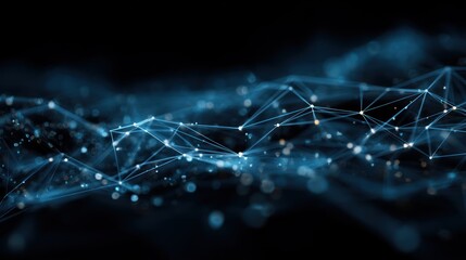 Poster - Abstract network of interconnected dots and lines on a dark background.