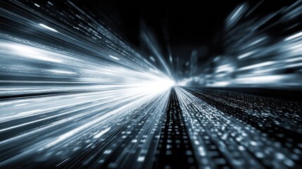 Poster - Abstract light trails create a sense of speed and motion against a dark background.