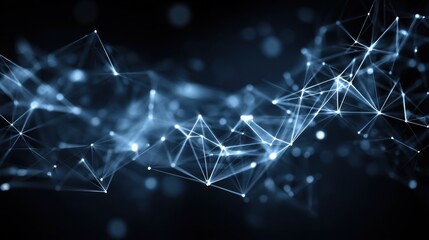 Poster - Abstract network of interconnected lines and dots on a dark background.