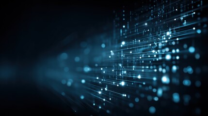 Poster - Abstract digital network background with glowing dots and lines in blue tones.