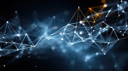 Poster - Abstract network of interconnected lines and nodes on a dark blue background.