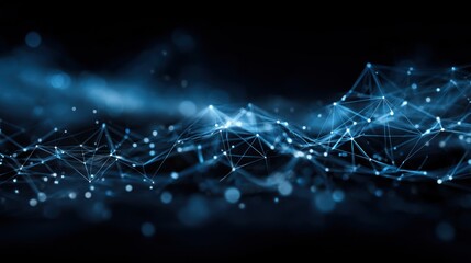 Poster - Abstract network with interconnected nodes and lines against a dark background.