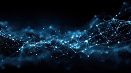 Poster - Abstract network of interconnected dots and lines on a dark background.