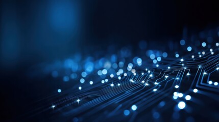 Poster - Abstract blue digital network technology concept background with glowing light points.