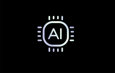 Aufkleber - AI chip logo with futuristic microprocessor icon and tech glow. Suitable for artificial intelligence apps, machine learning, smart tech branding. Clean minimal symbol. Vector illustration.