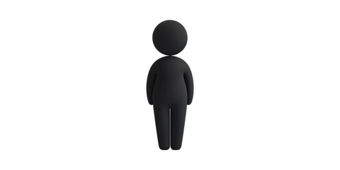 Poster - 3D Black Minimalist Human Figure Icon. Symbol Of Simplicity And Modern Design Isolated On Transparent Background
