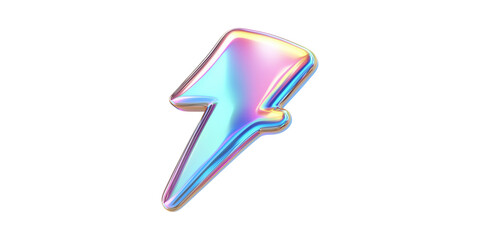 Poster - Colorful Iridescent Lightning Bolt Icon. Symbol Of Energy And Power Isolated On Transparent Background