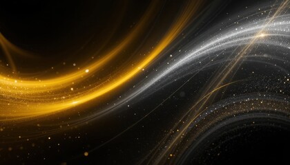 Fototapete - Abstract Gold and Silver Swirls Gradient Ombre Background with Bright Light and Glitter