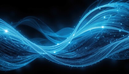 Fototapete - Abstract Blue Wave Background Shimmering Gradient Texture