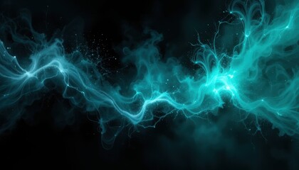 Fototapete - Abstract Cyan and Emerald Gradient Shimmering Neon Glow Texture