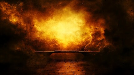 Poster -  Explosive eruption event over water dramatic landscape mystical atmosphere cinematic viewpoint
