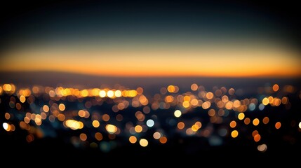 Wall Mural - Vibrant Bokeh Lights at Dusk Over Urban Skyline in Soft Focus