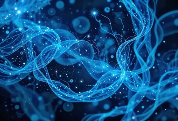Poster - Swirling blue light patterns create a mesmerizing visual experience in a dark background