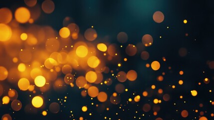 Wall Mural - golden bokeh lights on dark background for colorful design elements