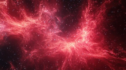 Wall Mural - Stunning Space Nebula with Vibrant Red Colors and Twinkling Stars