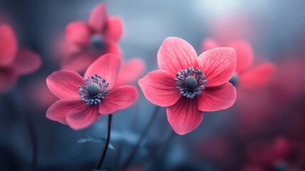 Wall Mural - Delicate Pink Flowers in Soft Focus With Dreamy Background