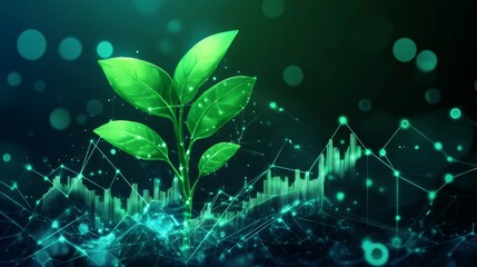Poster - Intertwining greenery a creative composition of plant growth in a digital landscape showcasing nature's beauty