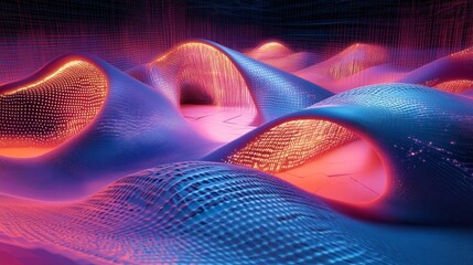 Fototapete - Streaming data flow in cyberspace digital realm abstract visualization futuristic environment immersive perspective dynamic information flow