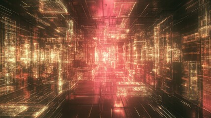  - Exploring cybernetic realms glowing grids in an interconnected digital world