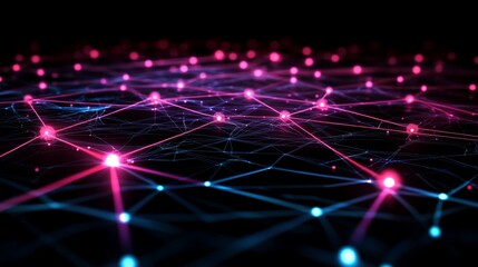 Poster - Exploring the depths of dark cyberspace neon circuit patterns in a virtual environment