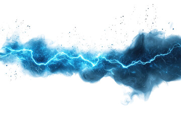 Poster - Electric blue lightning bolt with a transparent background, ideal for creative designs and energy-themed projects