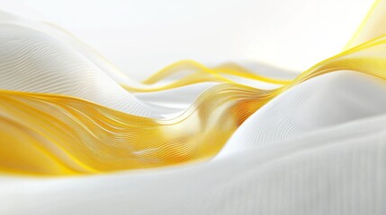 Poster - Fluid yellow motion in a futuristic white abstract environment high-definition visual representation