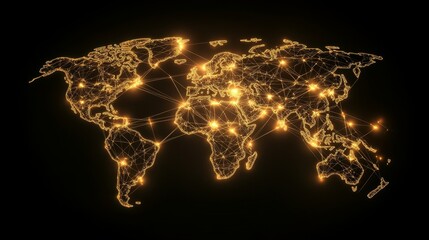 Poster - Exploring global connectivity a glowing world map with distributed networks digital environment aerial view visualization of global interactions