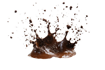 Leinwandbilder - Chocolate splash captured against a white background with vibrant details of water droplets and texture at high resolution