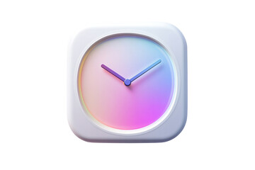 Poster - Colorful and modern clock icon with a soft gradient background showcasing blue and purple tones