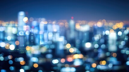 Canvas Print - abstract night cityscape with soft bokeh and light reflections