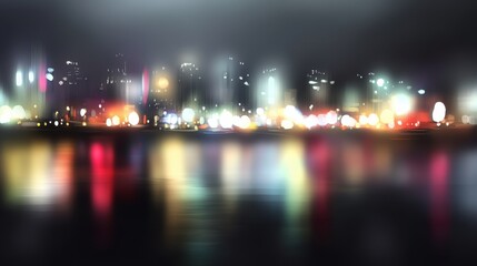 Canvas Print - abstract night lights reflection on urban water surface at dusk