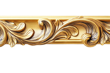 Poster - Elegant vintage gold frame with intricate floral designs against a transparent background for creative projects or art displays