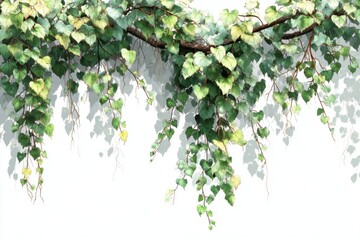 Poster - a visually appealing illustration showcasing an arrangement of ivy leaves and branches against a cle
