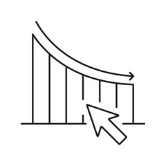 Fototapete - declining graph with arrow cursor line icon. economic downturn, market analysis, and financial decli