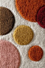 Poster - Close-up of textured circular patterns on vibrant multicolored carpet
