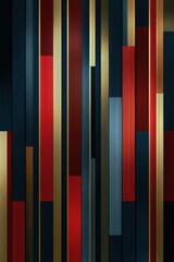 Poster - Abstract geometric design with red, beige, and dark blue striped pattern