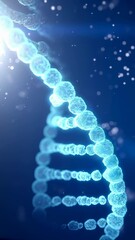 Poster - Glowing Blue Helix Structure Rotating against Dark Field for Vertical Video