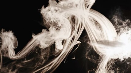 Poster - Abstract billowing white smoke against black background, swirling ethereal clouds