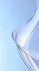 Poster - Glass sculpture curving softly, swirling with fluid grace against pale blue background, embodying contemporary minimalist design