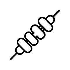 Poster - A simple graphic showing a skewer with meat pieces in black outline on a white plain background
