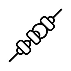 Poster - A simple graphic showing a skewer with alternating round and rectangular food items on a stick design
