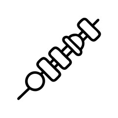 Poster - Outline drawing of a skewer with various shapes of food items placed on it in a diagonal line shape