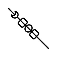 Poster - Stylized skewer with moon, squares, and circle shapes in a minimalist line drawing, black on white, simple design