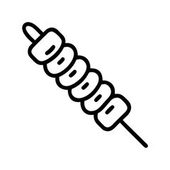 Poster - A skewer with several white marshmallows stacked on top of each other in a diagonal line design style