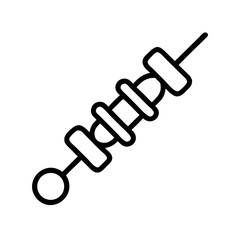 Poster - Outline drawing of a skewer with meat and vegetables ready for grilling or cooking on the barbecue pit