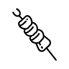 Poster - Outline drawing of a food skewer with rounded pieces in black and white simple design style art 100