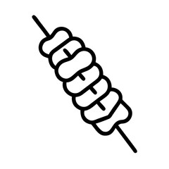 Poster - Outline drawing of a skewer with seven pieces of food shown diagonally in a simple style design