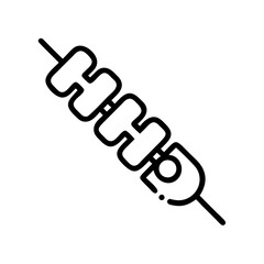 Poster - Outline drawing of a kebab skewer with meat pieces and a circular element on the end of the stick
