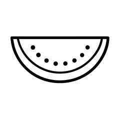 Poster - Simple graphic showing a slice of melon with seeds in a minimalist style on a white background